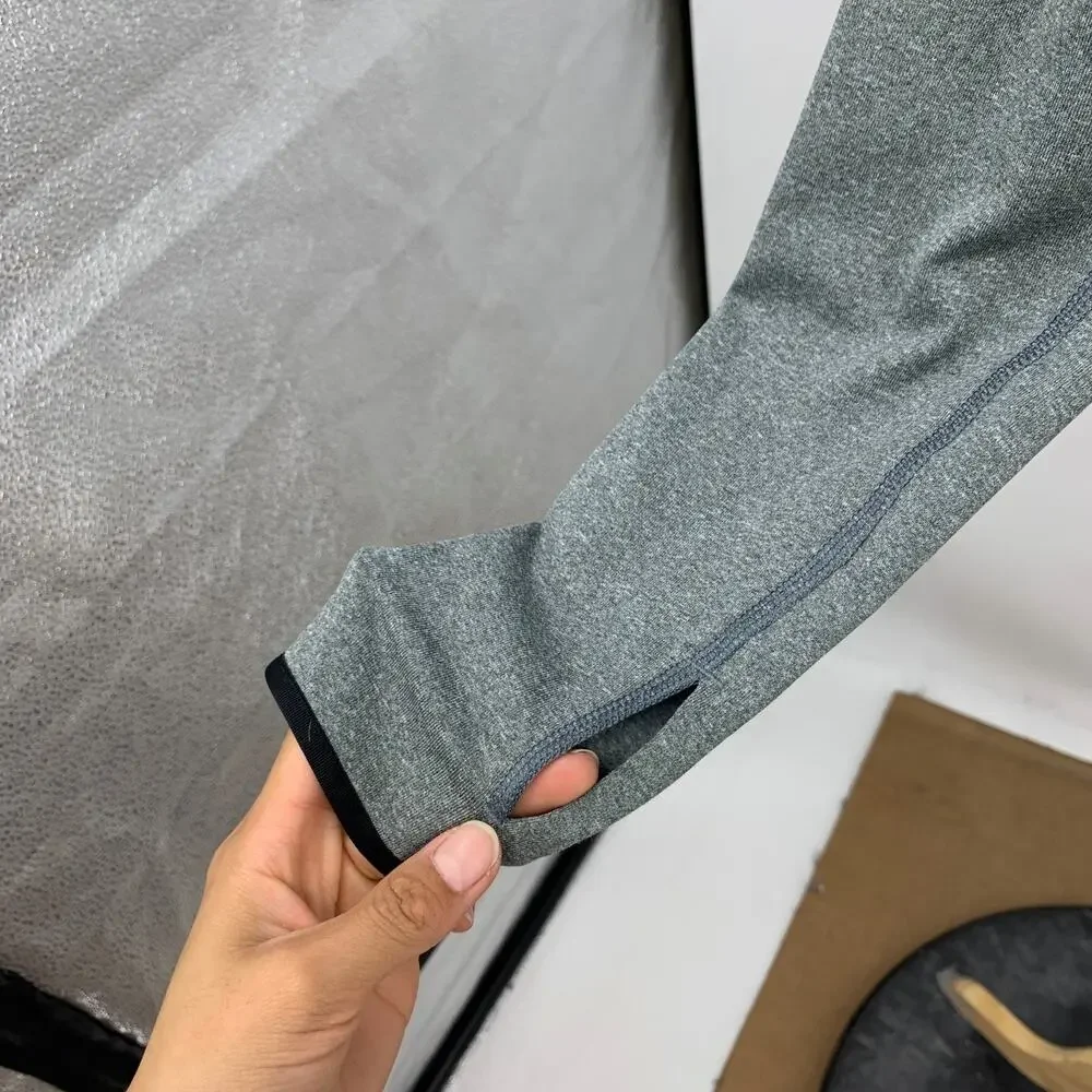 Nike Pro Sweatshirt Womens S Small Grey Black Hyperwarm Dri Fit Hooded Pullover